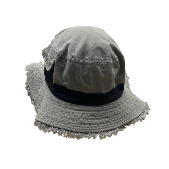 Royal Headware Frayed Edge Gray Black Bucket Hat Boonie Pocket Detail Sz 59 M - Picture 3 of 8